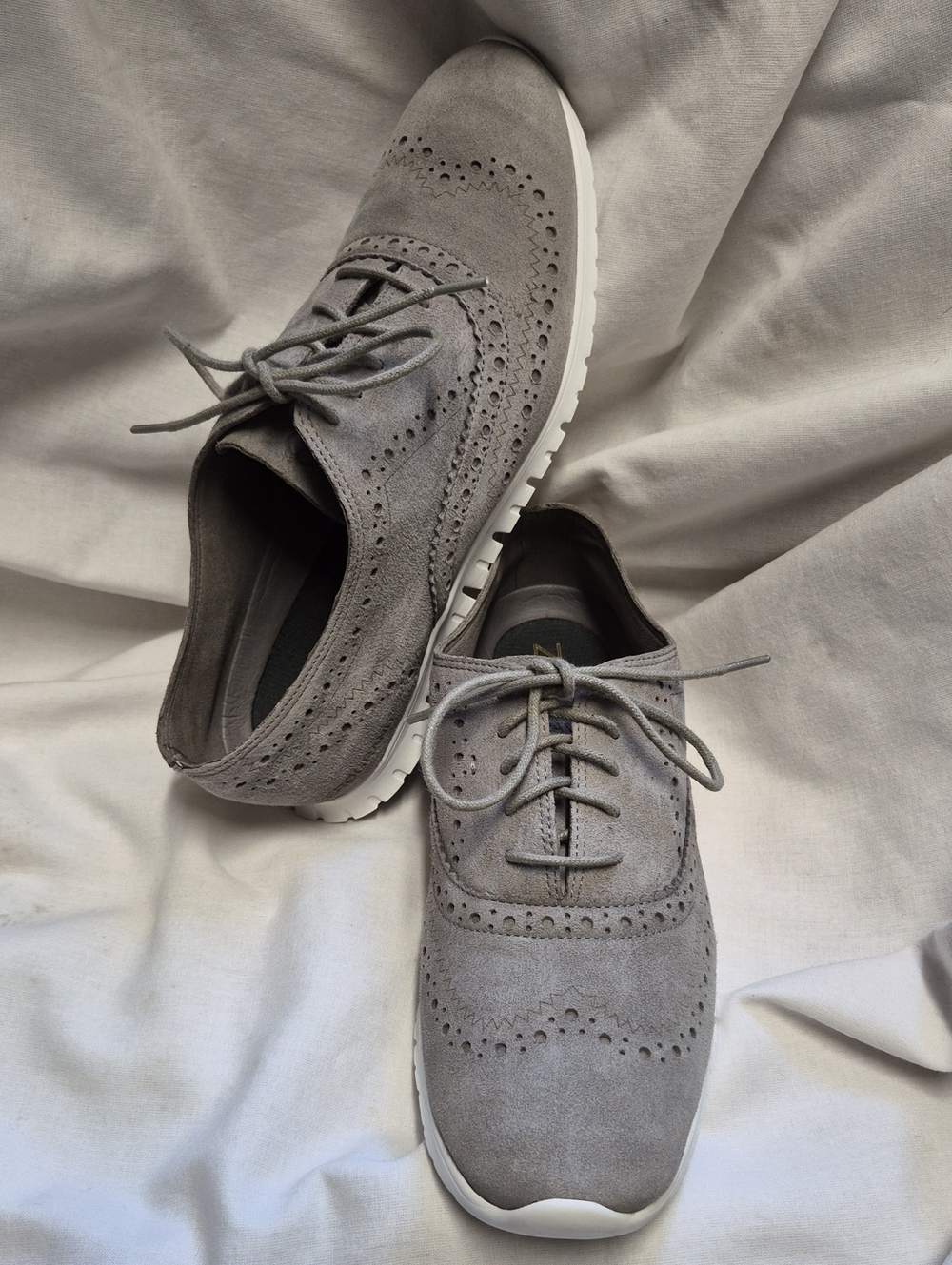 Cole Haan ZeroGrand Gray Suede Wingtip Oxford Sneakers Size 8
